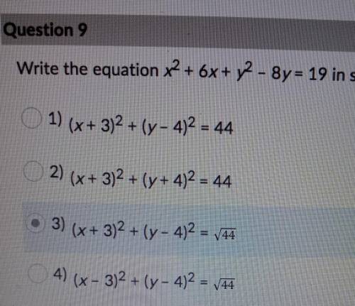 Write the equation 2x + 6x + y2 - 8y= 19 in standard form ​