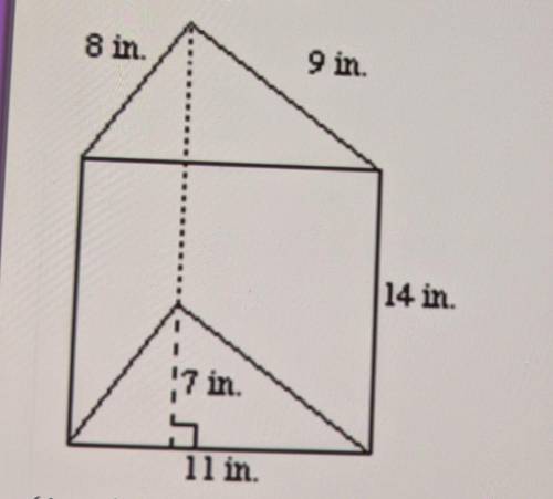 Find the surface area of a triangular prism.

A. 315in.²B. 539in.²C. 469in.²D. 784in.²Help would b