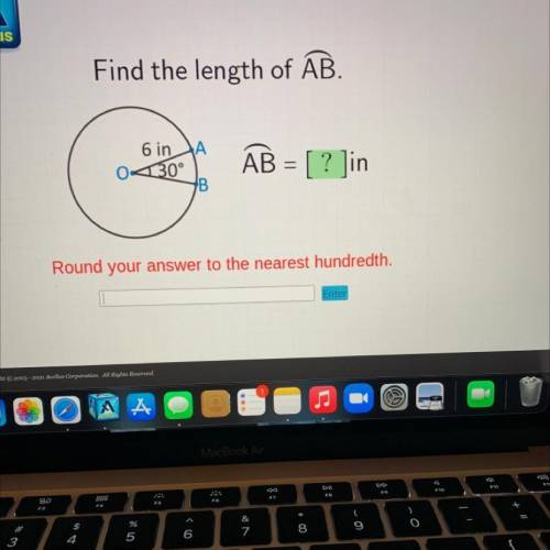 Find the length of AB.
AB = [ ? ]in