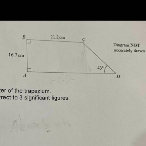 PLEASE HELP ! 12 POINTs!

ABCD is a trapezium 
Calculate the perimeter of the trapezium 
Give your
