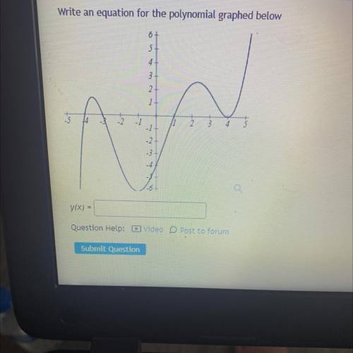 Write an equation for the polynomial graphed below 
Y(x)=