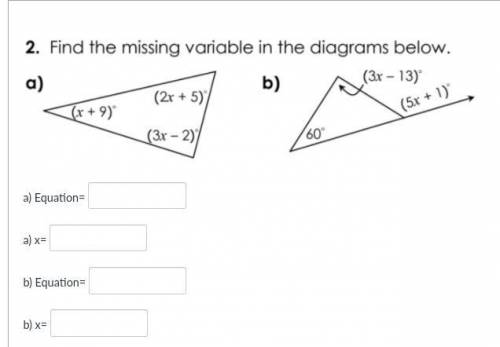 Find the missing angles in the diagram below (pls help no links)
