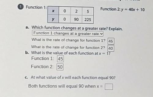 Help Me, Now! C. At what value of x will each function equal 90? Both functions will equal 90 when