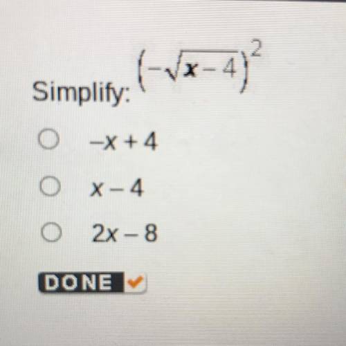 Simplify (- sqrt x-4)^