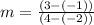 m =  \frac{(3 - ( - 1))}{(4 - ( - 2))}