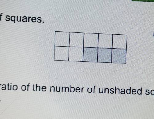 Here is a grid of squares.

Write down the ratio of the number of unshaded squares to the number o