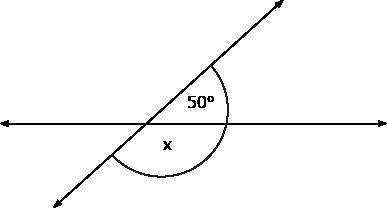 ¿Cuál es la medida del ángulo x?
A.-130°
B.-100°
C.-50°
D.-40°