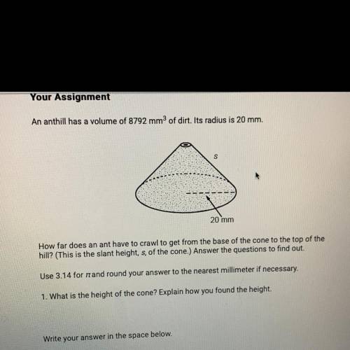 Plzzzz help me

2. Now that you have the height of the cone, how can you solve for the slant heigh