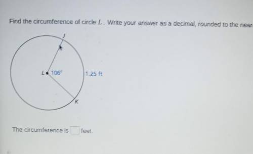 Find the circumference of the circle L. Write your answer as a decimal, rounded to the nearest hund