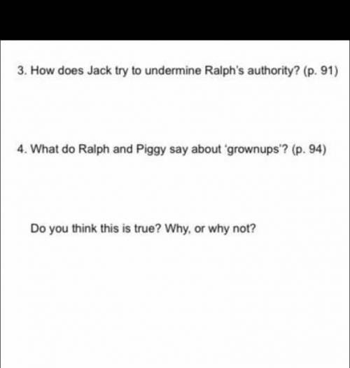 I need help in question 4 is says “what do Ralph and piggy says about grownups”? Chapter 5 lords of