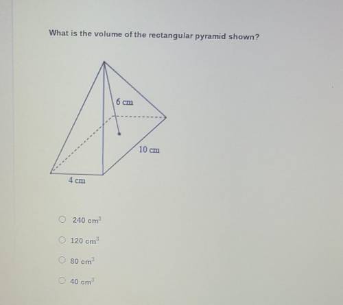 What is the volume of the rectangular pyramid shown​