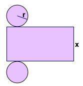 Given that r = 2 in and x = 3 in, determined the surface area of the cylinder. Round to the nearest
