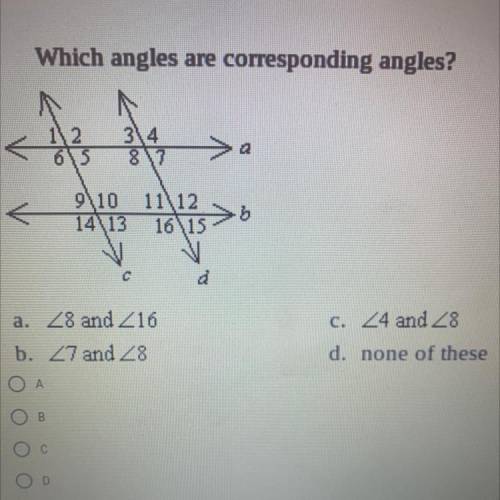 Which are corresponding angles?