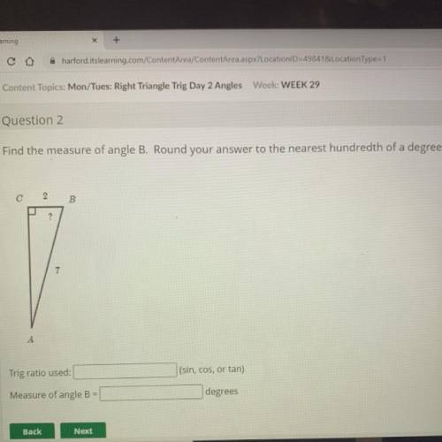 Measure of Angle B round to the nearest hundredth
