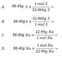 Which of the following setups will correctly convert 36.45 grams of sodium to moles of sodium?