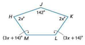 Interior angles of a pentagon = 540

Find the value of x in the above polygon. 
Find the measure o