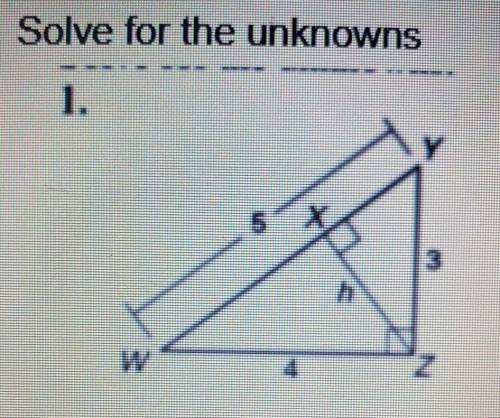 Solve for the unknowns : X, Y, h, Z, and W​
