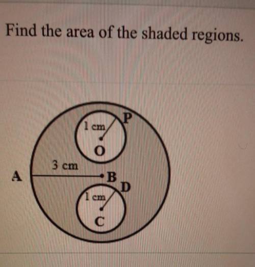 Find the area of the shaded regions. helppp plzzzz​
