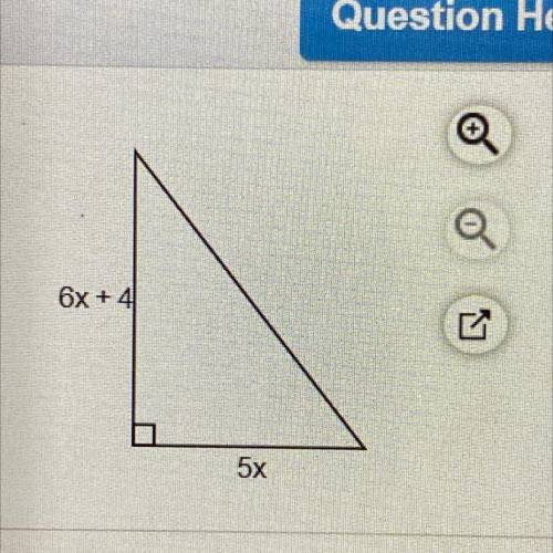 What is the length of the hypotenuse of the triangle when x = 11?

The length of the hypotenuse is
