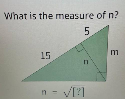 What is the measure of n? 5 15 m n n = [?]​