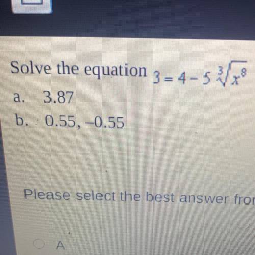 Solve the equation 3= 4 -5 3sqrtx^8