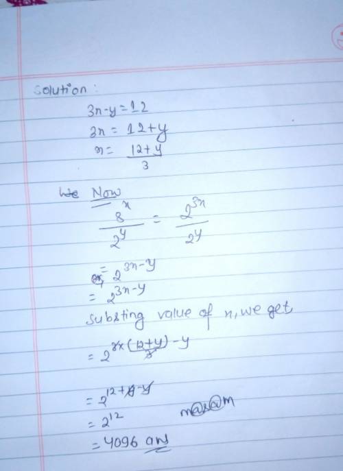 Please help and show all of your workings

if 3x - y = 12 what is the value of