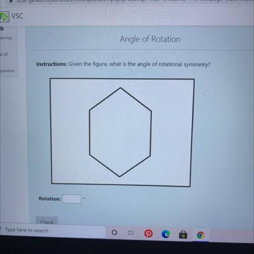Given the figure, what is the angle of rotational symmetry?
