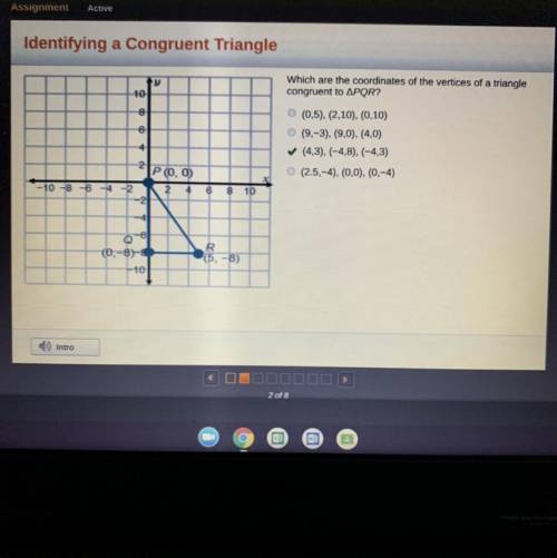 Identify a Congruent Triangle: Which are the coordinates of the vertices of a triangle congruent to