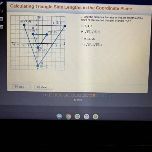Calculating Triangle Side Length in the Coordinate Plane: Use the distance formula to find the leng