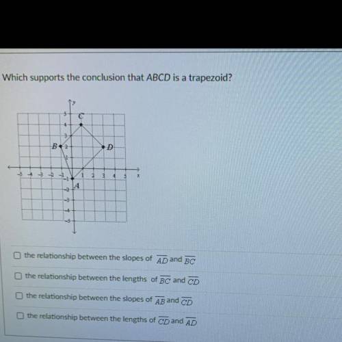 Which supports the conclusion that ABCD Is a trapezoid