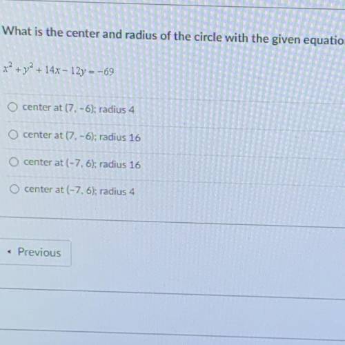 What is the center and radius of the circle with the given equation