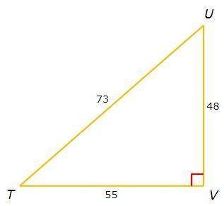 Find the tangent of angle U.
A) 48/55
B) 48/73
C) 55/48
D) 55/73