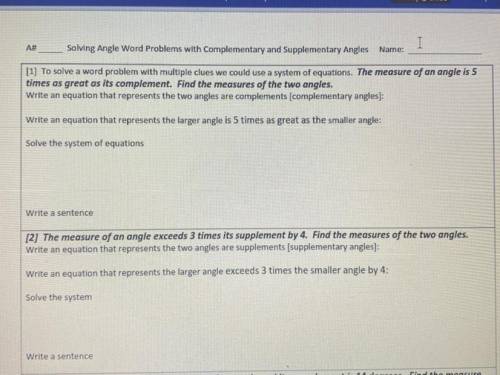 Help Please Solving angle word problems with complementary and supplementary angles

Will give