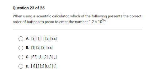 When using a scientific calculator, which of the following presents the correct order of buttons to