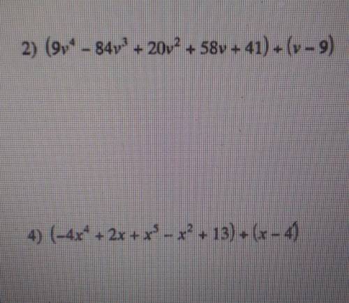 Set up the following division problems for BOTH long division and synthetic division.

DONT NOT SO