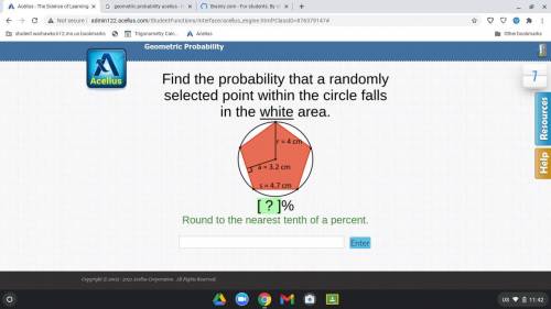 Question: Find the probability that a randomly selected point within the circle falls in the white