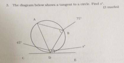 The diagram below shows a tangent to a circle. Find xº.