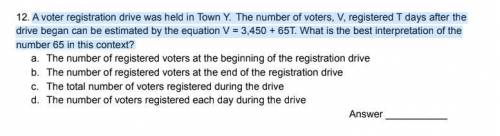A voter registration drive was held in Town Y. The number of voters, V, registered T days after the