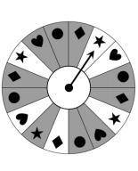 Use for questions 4-5: The spinner below is spun twice. Find each probability.

4. P(diamond, then