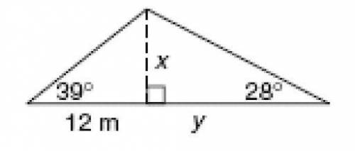 Find the length of x, then the length of y, to the nearest tenth of a metre.