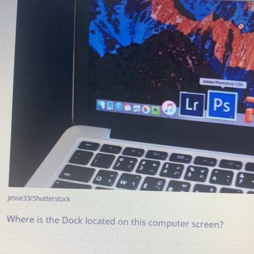 Where is the dock located on this computer screen?

A) top 
B) bottom 
C) right or d) left