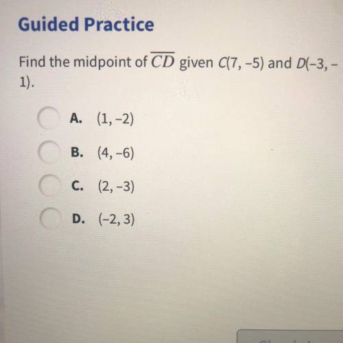 Find the midpoint of line CD given C(7, 5) and D(-3, -1)