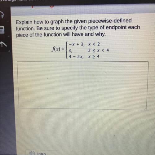Explain how to graph the given piecewise-defined

function. Be sure to specify the type of endpoin
