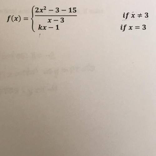 Find the value of k that makes the function continuous