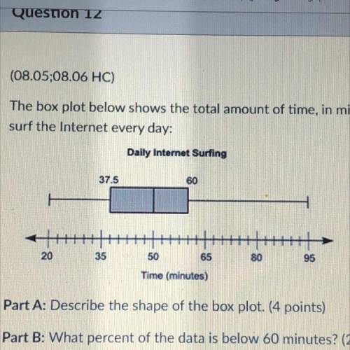 (08.05;08.06 HC)

The box plot below shows the total amount of time, in minutes, the students of a
