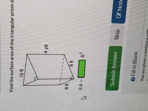 Find the surface area of the triangular prism shown