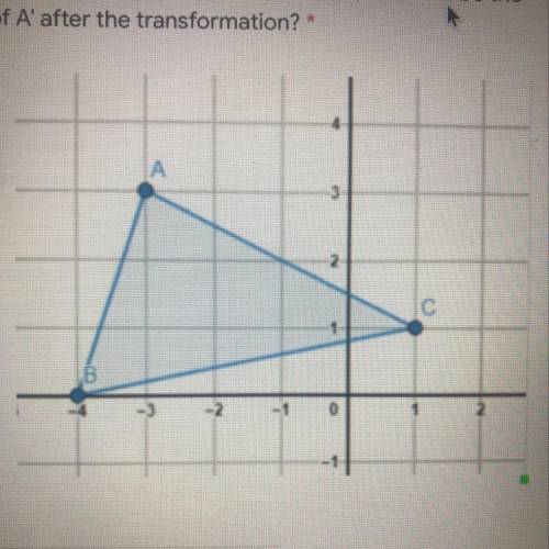If triangle ABC is dilated using a scale factor of 2 what will be the coordinates of A after the tr