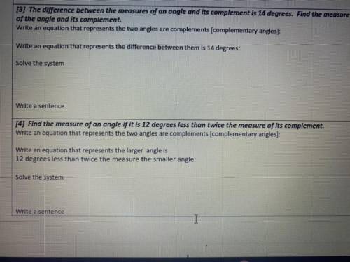 Help Please Solving angle word problems with complementary and supplementary angles using subst