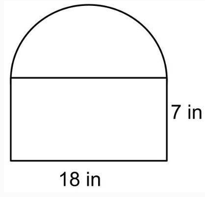 A drawing of a basketball backboard was made using a semicircle and a rectangle.

What is the area