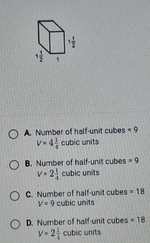 Calculate the volume of the prism by first finding the total number of half-unit cubes that will fi